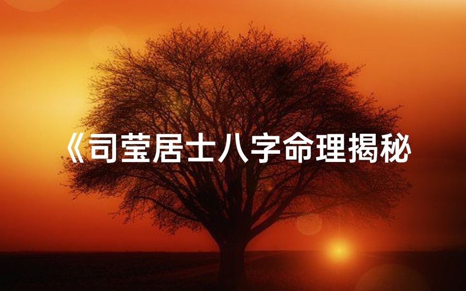 《司莹居士八字命理揭秘：命运之门开启之道》